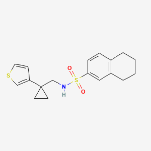 molecular formula C18H21NO2S2 B2741254 N-{[1-(thiophen-3-yl)cyclopropyl]methyl}-5,6,7,8-tetrahydronaphthalene-2-sulfonamide CAS No. 2415566-19-5
