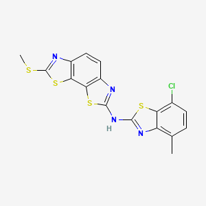 molecular formula C17H11ClN4S4 B2741261 N-(7-chloro-4-methyl-1,3-benzothiazol-2-yl)-2-methylsulfanyl-[1,3]thiazolo[4,5-g][1,3]benzothiazol-7-amine CAS No. 1286724-44-4