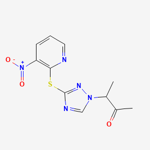 molecular formula C11H11N5O3S B2741281 3-{3-[(3-nitropyridin-2-yl)sulfanyl]-1H-1,2,4-triazol-1-yl}butan-2-one CAS No. 303151-95-3
