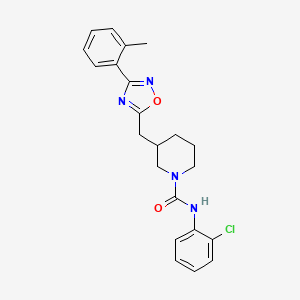 molecular formula C22H23ClN4O2 B2741324 N-(2-chlorophenyl)-3-((3-(o-tolyl)-1,2,4-oxadiazol-5-yl)methyl)piperidine-1-carboxamide CAS No. 1705552-19-7