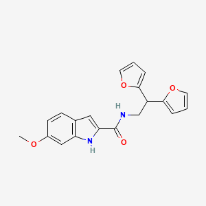 molecular formula C20H18N2O4 B2741356 N-[2,2-bis(furan-2-yl)ethyl]-6-methoxy-1H-indole-2-carboxamide CAS No. 2097934-49-9