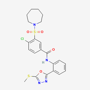 3-(azepan-1-ylsulfonyl)-4-chloro-N-(2-(5-(methylthio)-1,3,4-oxadiazol-2-yl)phenyl)benzamide