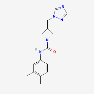 molecular formula C15H19N5O B2741381 N-(3,4-dimethylphenyl)-3-[(1H-1,2,4-triazol-1-yl)methyl]azetidine-1-carboxamide CAS No. 2320926-08-5