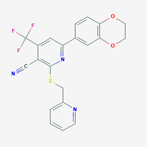 6-(2,3-Dihydro-1,4-benzodioxin-6-yl)-2-{[(pyridin-2-yl)methyl]sulfanyl}-4-(trifluoromethyl)pyridine-3-carbonitrile