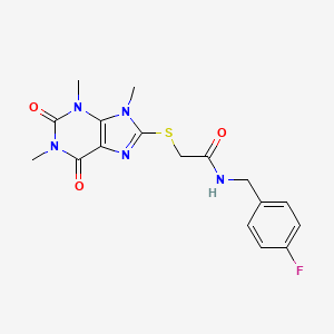 molecular formula C17H18FN5O3S B2741389 N-[(4-fluorophenyl)methyl]-2-[(1,3,9-trimethyl-2,6-dioxo-2,3,6,9-tetrahydro-1H-purin-8-yl)sulfanyl]acetamide CAS No. 897453-52-0