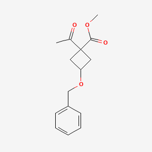 molecular formula C15H18O4 B2741409 Methyl 1-acetyl-3-(benzyloxy)cyclobutane-1-carboxylate CAS No. 1955506-69-0