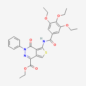 molecular formula C28H29N3O7S B2741415 Ethyl 4-oxo-3-phenyl-5-(3,4,5-triethoxybenzamido)-3,4-dihydrothieno[3,4-d]pyridazine-1-carboxylate CAS No. 851947-14-3