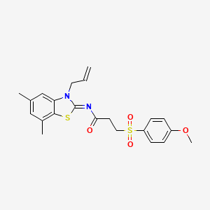 molecular formula C22H24N2O4S2 B2741440 (E)-N-(3-allyl-5,7-dimethylbenzo[d]thiazol-2(3H)-ylidene)-3-((4-methoxyphenyl)sulfonyl)propanamide CAS No. 941952-36-9