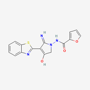 molecular formula C16H12N4O3S B2741444 N-[2-Amino-3-(benzothiazole-2-yl)-4-oxo-2-pyrroline-1-yl]-2-furancarboxamide CAS No. 377759-98-3
