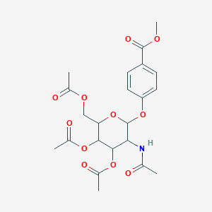 molecular formula C22H27NO11 B2741446 Methyl 4-[3-acetamido-4,5-diacetyloxy-6-(acetyloxymethyl)oxan-2-yl]oxybenzoate CAS No. 1095321-81-5