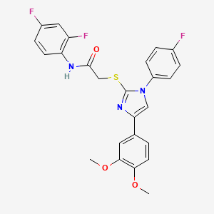 molecular formula C25H20F3N3O3S B2741477 N-(2,4-difluorophenyl)-2-{[4-(3,4-dimethoxyphenyl)-1-(4-fluorophenyl)-1H-imidazol-2-yl]sulfanyl}acetamide CAS No. 866341-02-8