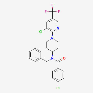 molecular formula C25H22Cl2F3N3O B2741479 N-benzyl-4-chloro-N-{1-[3-chloro-5-(trifluoromethyl)-2-pyridinyl]-4-piperidinyl}benzenecarboxamide CAS No. 2059513-44-7