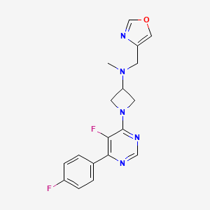 molecular formula C18H17F2N5O B2741550 1-[5-fluoro-6-(4-fluorophenyl)pyrimidin-4-yl]-N-methyl-N-[(1,3-oxazol-4-yl)methyl]azetidin-3-amine CAS No. 2380084-56-8