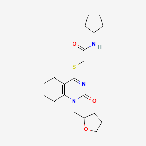 N-cyclopentyl-2-((2-oxo-1-((tetrahydrofuran-2-yl)methyl)-1,2,5,6,7,8-hexahydroquinazolin-4-yl)thio)acetamide