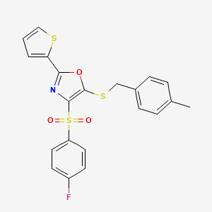 4-((4-Fluorophenyl)sulfonyl)-5-((4-methylbenzyl)thio)-2-(thiophen-2-yl)oxazole