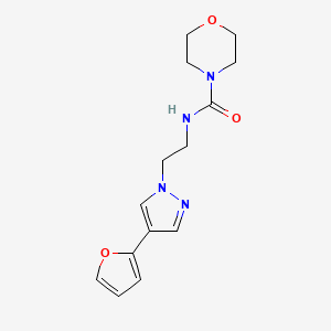 molecular formula C14H18N4O3 B2741594 N-(2-(4-(furan-2-yl)-1H-pyrazol-1-yl)ethyl)morpholine-4-carboxamide CAS No. 2034512-76-8