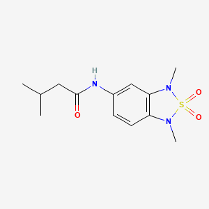 molecular formula C13H19N3O3S B2741640 N-(1,3-dimethyl-2,2-dioxido-1,3-dihydrobenzo[c][1,2,5]thiadiazol-5-yl)-3-methylbutanamide CAS No. 2034482-97-6