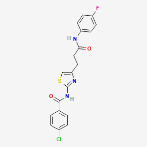 4-chloro-N-(4-(3-((4-fluorophenyl)amino)-3-oxopropyl)thiazol-2-yl)benzamide