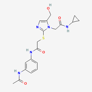 N-(3-acetamidophenyl)-2-((1-(2-(cyclopropylamino)-2-oxoethyl)-5-(hydroxymethyl)-1H-imidazol-2-yl)thio)acetamide