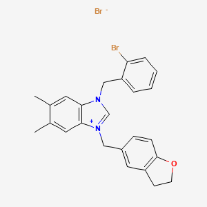 3-(2-Bromobenzyl)-1-((2,3-dihydrobenzofuran-5-yl)methyl)-5,6-dimethyl-1H-benzo[d]imidazol-3-ium bromide