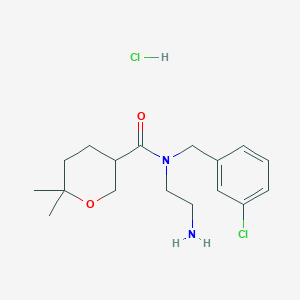 N-(2-Aminoethyl)-N-[(3-chlorophenyl)methyl]-6,6-dimethyloxane-3-carboxamide;hydrochloride
