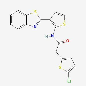 molecular formula C17H11ClN2OS3 B2741704 N-[3-(1,3-benzothiazol-2-yl)thiophen-2-yl]-2-(5-chlorothiophen-2-yl)acetamide CAS No. 921566-02-1