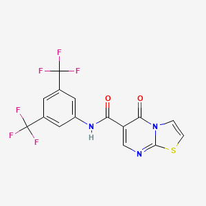 molecular formula C15H7F6N3O2S B2741727 N-[3,5-bis(trifluoromethyl)phenyl]-5-oxo-5H-[1,3]thiazolo[3,2-a]pyrimidine-6-carboxamide CAS No. 851944-42-8