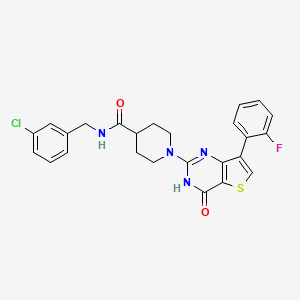 molecular formula C25H22ClFN4O2S B2741740 N-(3-chlorobenzyl)-1-[7-(2-fluorophenyl)-4-oxo-3,4-dihydrothieno[3,2-d]pyrimidin-2-yl]piperidine-4-carboxamide CAS No. 1242876-98-7