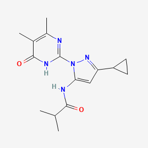 molecular formula C16H21N5O2 B2741749 N-(3-cyclopropyl-1-(4,5-dimethyl-6-oxo-1,6-dihydropyrimidin-2-yl)-1H-pyrazol-5-yl)isobutyramide CAS No. 1226430-56-3
