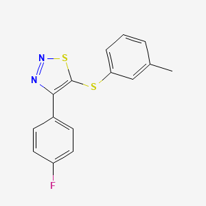 molecular formula C15H11FN2S2 B2741752 4-(4-Fluorophenyl)-5-[(3-methylphenyl)sulfanyl]-1,2,3-thiadiazole CAS No. 338408-81-4