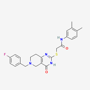 molecular formula C24H25FN4O2S B2741761 N-(3,4-dimethylphenyl)-2-({6-[(4-fluorophenyl)methyl]-4-oxo-3H,4H,5H,6H,7H,8H-pyrido[4,3-d]pyrimidin-2-yl}sulfanyl)acetamide CAS No. 866864-28-0