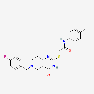 molecular formula C24H25FN4O2S B2741761 N-(3,4-dimethylphenyl)-2-{[6-(4-fluorobenzyl)-4-oxo-3,4,5,6,7,8-hexahydropyrido[4,3-d]pyrimidin-2-yl]sulfanyl}acetamide CAS No. 866864-28-0