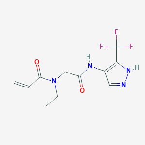 molecular formula C11H13F3N4O2 B2741790 N-Ethyl-N-[2-oxo-2-[[5-(trifluoromethyl)-1H-pyrazol-4-yl]amino]ethyl]prop-2-enamide CAS No. 2411268-88-5