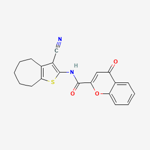 molecular formula C20H16N2O3S B2741791 N-(3-cyano-5,6,7,8-tetrahydro-4H-cyclohepta[b]thiophen-2-yl)-4-oxo-4H-chromene-2-carboxamide CAS No. 361478-87-7