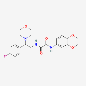 molecular formula C22H24FN3O5 B2741805 N1-(2,3-dihydrobenzo[b][1,4]dioxin-6-yl)-N2-(2-(4-fluorophenyl)-2-morpholinoethyl)oxalamide CAS No. 941933-05-7
