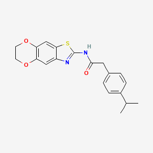 molecular formula C20H20N2O3S B2741815 N-(6,7-dihydro-[1,4]dioxino[2,3-f][1,3]benzothiazol-2-yl)-2-(4-propan-2-ylphenyl)acetamide CAS No. 923430-25-5