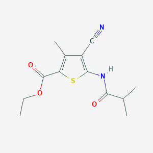 molecular formula C13H16N2O3S B2741817 ETHYL 4-CYANO-3-METHYL-5-(2-METHYLPROPANAMIDO)THIOPHENE-2-CARBOXYLATE CAS No. 449177-10-0