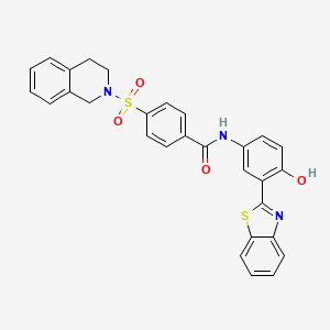 molecular formula C29H23N3O4S2 B2741854 N-(3-(benzo[d]thiazol-2-yl)-4-hydroxyphenyl)-4-((3,4-dihydroisoquinolin-2(1H)-yl)sulfonyl)benzamide CAS No. 684231-73-0