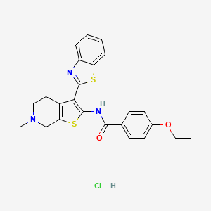 molecular formula C24H24ClN3O2S2 B2741879 N-(3-(benzo[d]thiazol-2-yl)-6-methyl-4,5,6,7-tetrahydrothieno[2,3-c]pyridin-2-yl)-4-ethoxybenzamide hydrochloride CAS No. 1330313-15-9