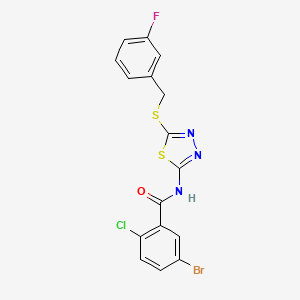 molecular formula C16H10BrClFN3OS2 B2741887 5-bromo-2-chloro-N-(5-((3-fluorobenzyl)thio)-1,3,4-thiadiazol-2-yl)benzamide CAS No. 393569-15-8