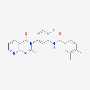 molecular formula C23H19FN4O2 B2741924 N-(2-fluoro-5-{2-methyl-4-oxo-3H,4H-pyrido[2,3-d]pyrimidin-3-yl}phenyl)-3,4-dimethylbenzamide CAS No. 921867-26-7
