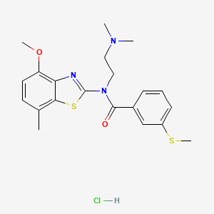molecular formula C21H26ClN3O2S2 B2741961 N-(2-(dimethylamino)ethyl)-N-(4-methoxy-7-methylbenzo[d]thiazol-2-yl)-3-(methylthio)benzamide hydrochloride CAS No. 1329847-54-2