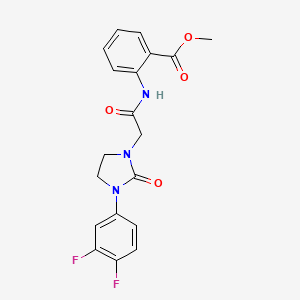 B2741991 Methyl 2-(2-(3-(3,4-difluorophenyl)-2-oxoimidazolidin-1-yl)acetamido)benzoate CAS No. 1251577-55-5
