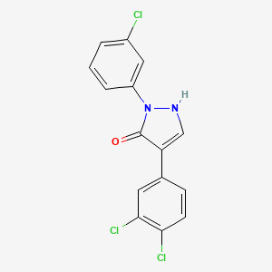 molecular formula C15H9Cl3N2O B2742058 2-(3-chlorophenyl)-4-(3,4-dichlorophenyl)-1H-pyrazol-3-one CAS No. 338978-53-3