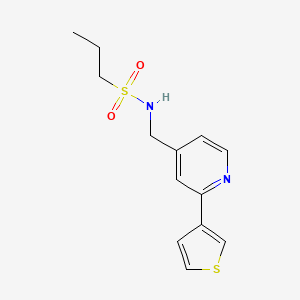 molecular formula C13H16N2O2S2 B2742075 N-((2-(thiophen-3-yl)pyridin-4-yl)methyl)propane-1-sulfonamide CAS No. 2034301-36-3