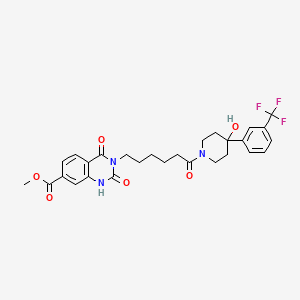 molecular formula C28H30F3N3O6 B2742119 Methyl 3-(6-(4-hydroxy-4-(3-(trifluoromethyl)phenyl)piperidin-1-yl)-6-oxohexyl)-2,4-dioxo-1,2,3,4-tetrahydroquinazoline-7-carboxylate CAS No. 896371-02-1