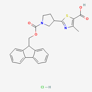 molecular formula C24H23ClN2O4S B2742163 2-(1-{[(9H-fluoren-9-yl)methoxy]carbonyl}pyrrolidin-3-yl)-4-methyl-1,3-thiazole-5-carboxylic acid hydrochloride CAS No. 2138546-32-2