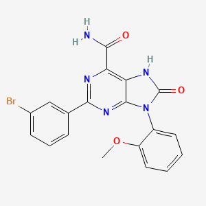 molecular formula C19H14BrN5O3 B2742176 2-(3-bromophenyl)-9-(2-methoxyphenyl)-8-oxo-8,9-dihydro-7H-purine-6-carboxamide CAS No. 869069-31-8
