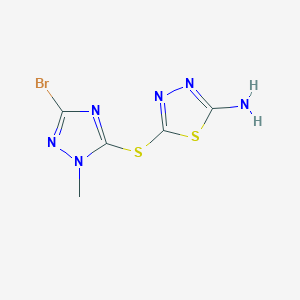 molecular formula C5H5BrN6S2 B2742210 5-[(3-bromo-1-methyl-1H-1,2,4-triazol-5-yl)sulfanyl]-1,3,4-thiadiazol-2-amine CAS No. 2308089-23-6
