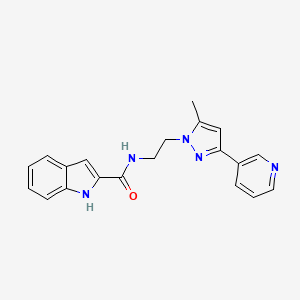 molecular formula C20H19N5O B2742220 N-(2-(5-methyl-3-(pyridin-3-yl)-1H-pyrazol-1-yl)ethyl)-1H-indole-2-carboxamide CAS No. 2034604-11-8